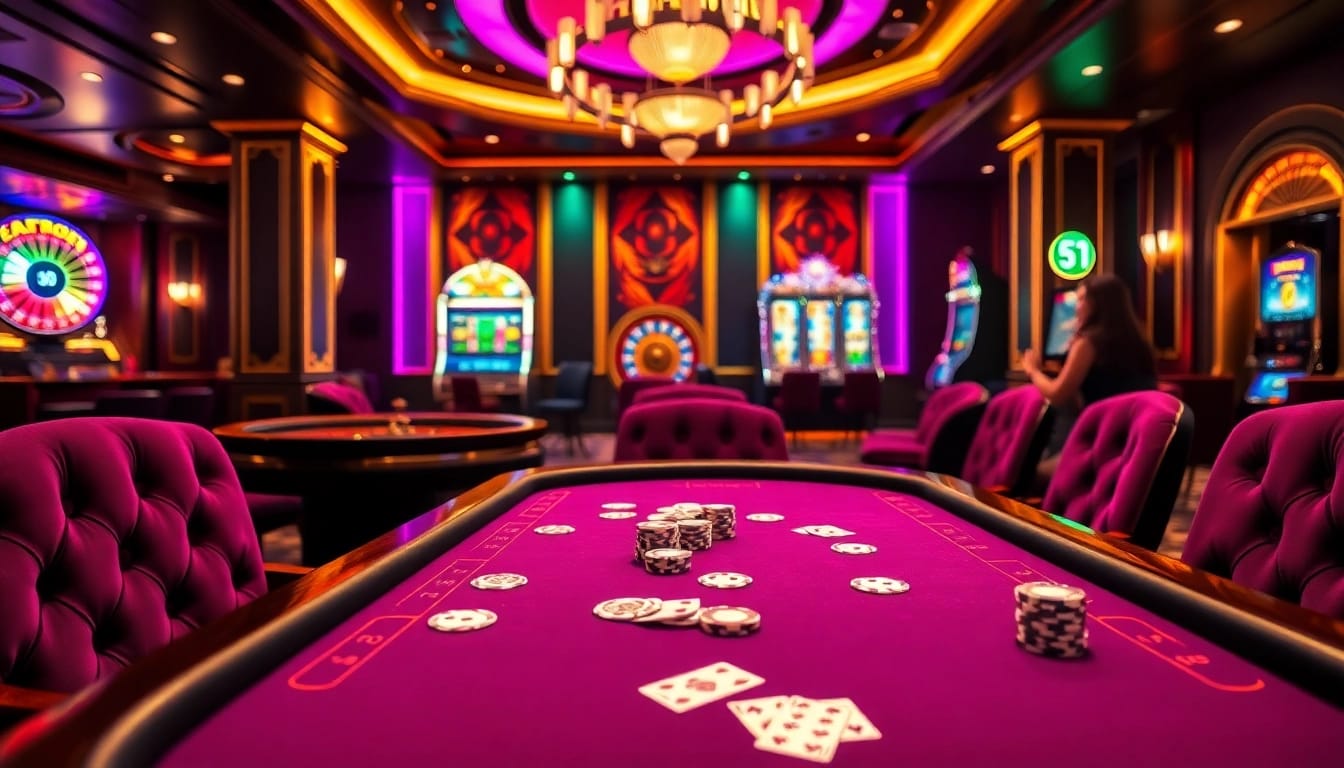 Players engaged at the GO8-themed gambling table in a vibrant, upscale casino scene.
