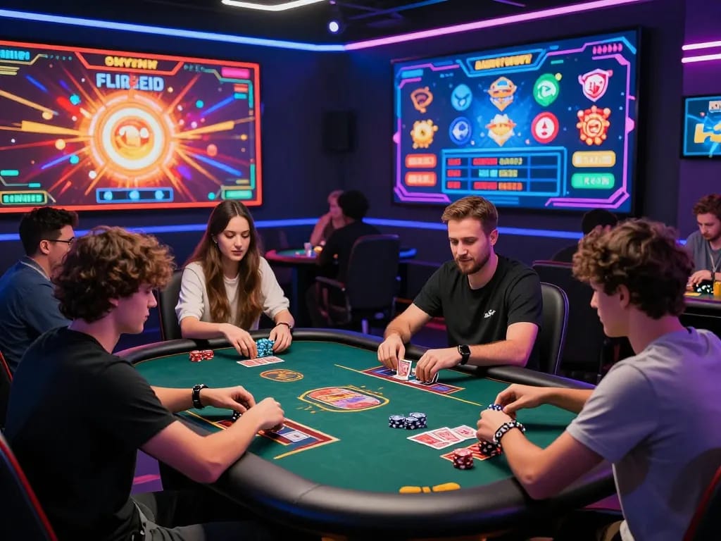 Exciting scene of players enjoying casino games at Luckywin online platform, highlighting vibrant graphics and dynamic atmosphere.