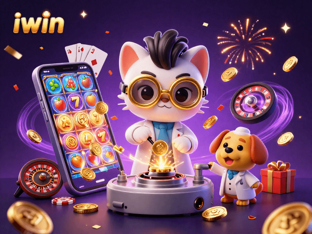 Experience iwin's exciting slots as a mad scientist unleashes golden rewards.