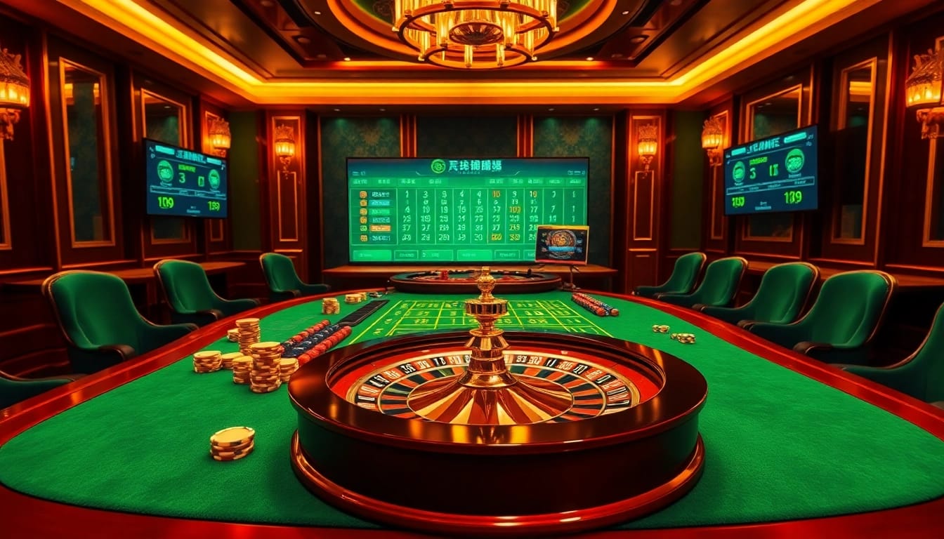 Tài Xỉu MD5 gameplay interface showcasing vibrant poker chips on an elegant table.