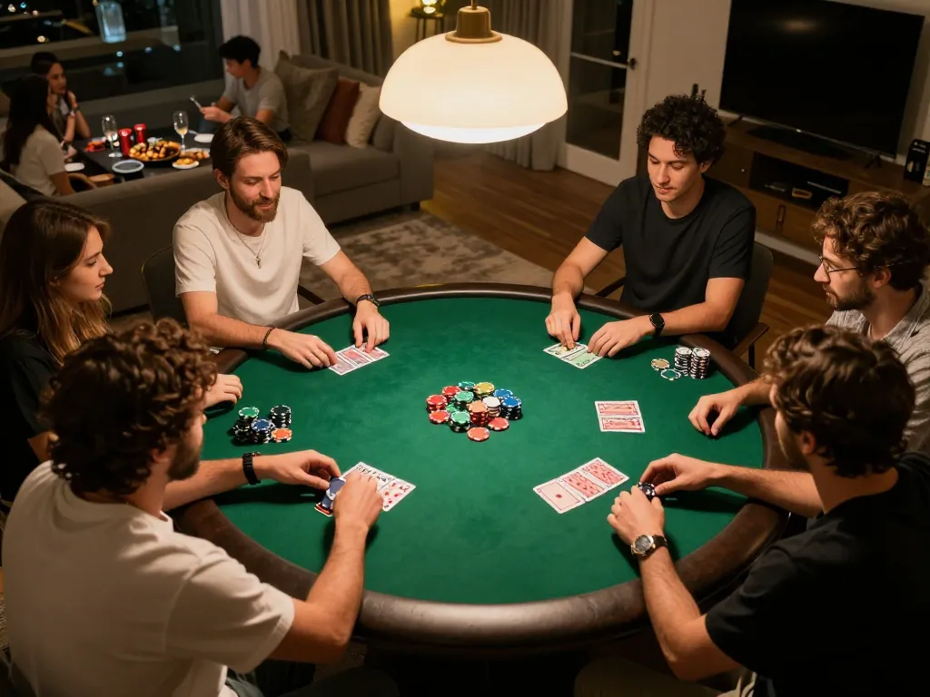 Engaging poker gameplay at home shown on 789clubgo, highlighting social dynamics and strategic fun.