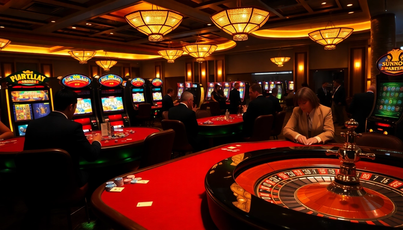 Sumclub poker players engaging in a high-stakes game at a luxurious casino table.