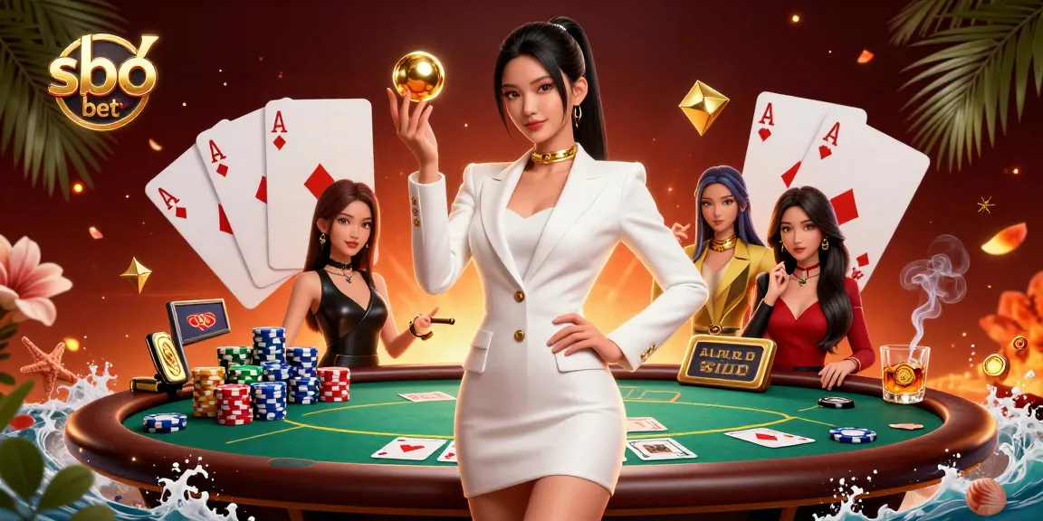 Engage with the thrill of sbo bet in a vibrant casino setting featuring a confident Asian woman.