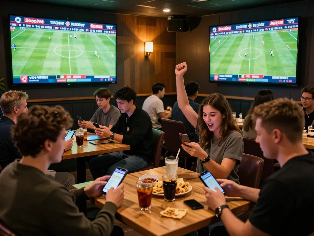 Socolive trực tiếp sports betting experience with fans cheering and engaging on smartphones.