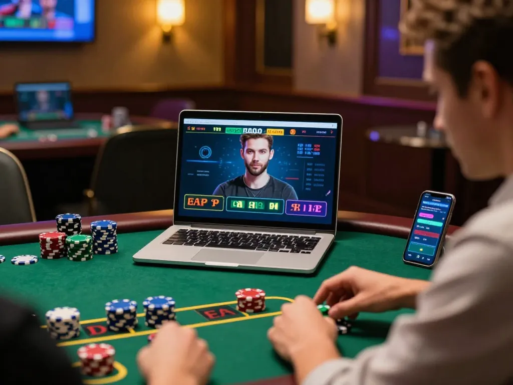 Player strategizing in a live blackjack game on 999E platform amidst a cozy home setting