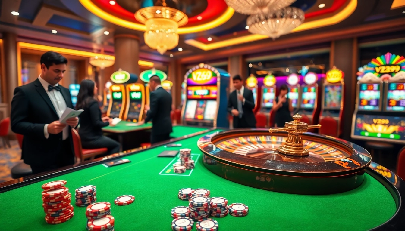 Experience the thrill of VZ99 casino gaming with vibrant tables and sparkling chips.