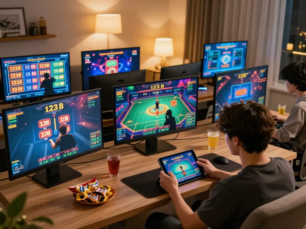 Engaging gameplay on 123B's mobile casino, showcasing immersive slots and strategic table games