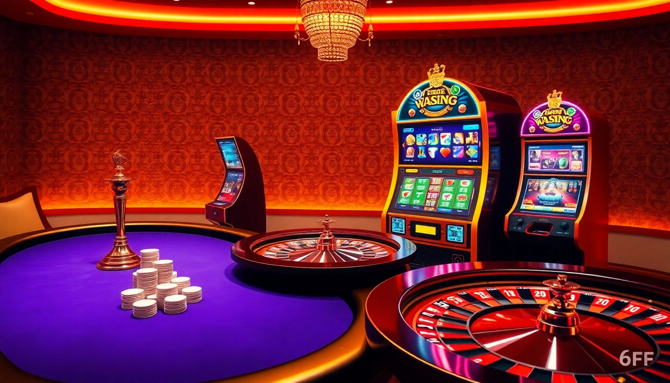 Experience the thrill of online gambling at 6FF with vibrant casino tables, exciting poker games, and slot machines.