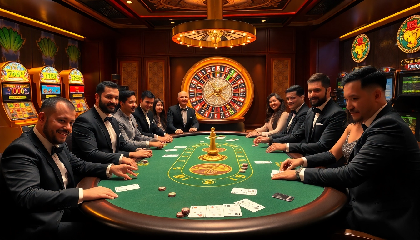 Excited gamblers engaging in high-stakes poker at 789bet casino.