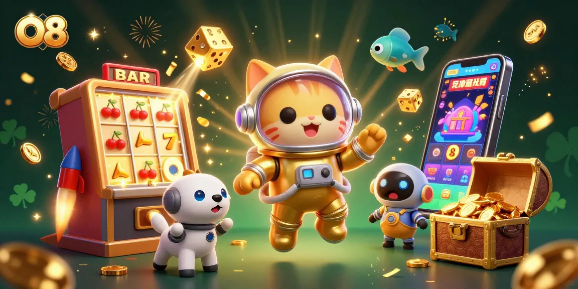 Experience the thrilling jackpot action at O8 with vibrant gaming elements and dynamic characters.
