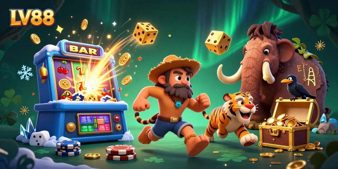 Experience the thrilling world of LV88 Casino, where animated characters enjoy action-packed gaming excitement.