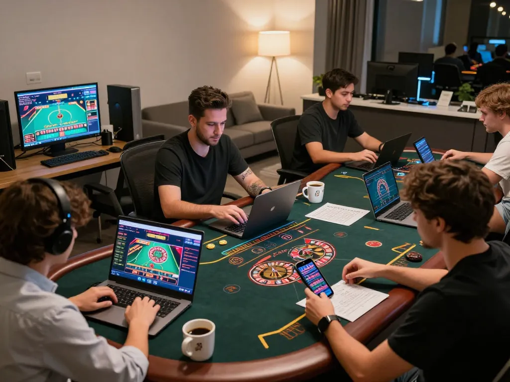 Players engaging with tg88 online casino games in a modern home setting