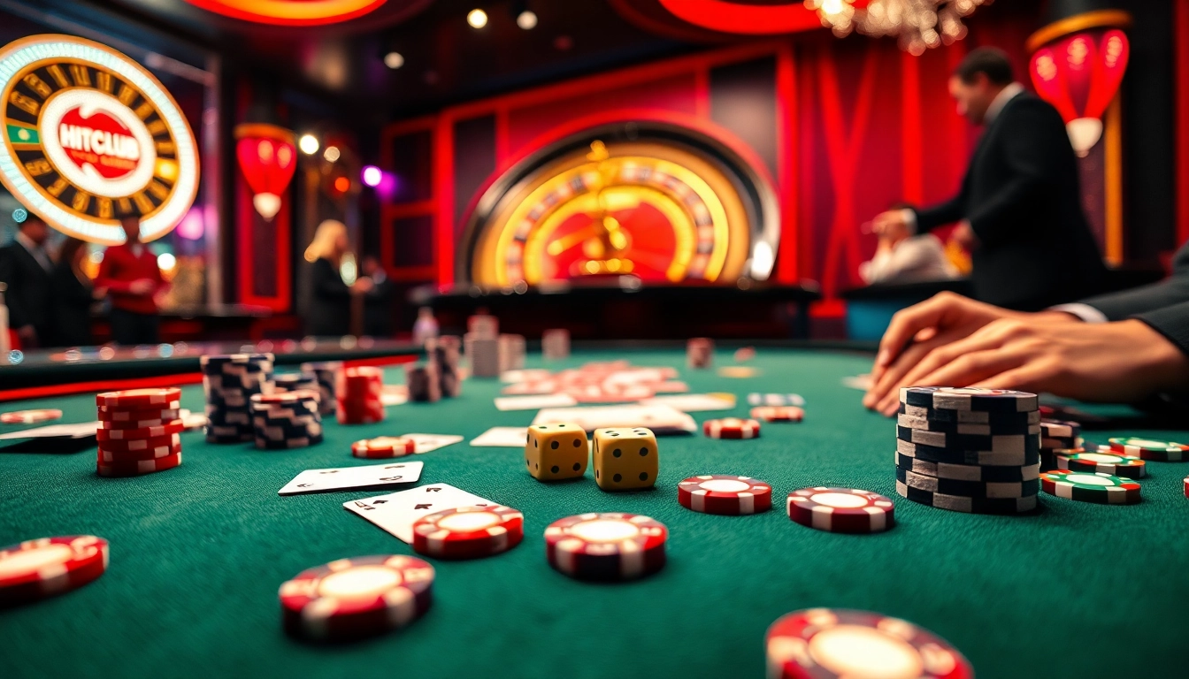 Hitclub gaming scene featuring vibrant casino tables, vibrant colors, and immersive gameplay action.