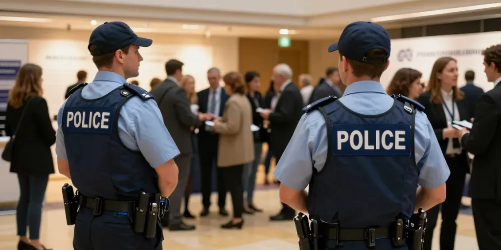 Security Guards ensuring safety at a professional event in London.
