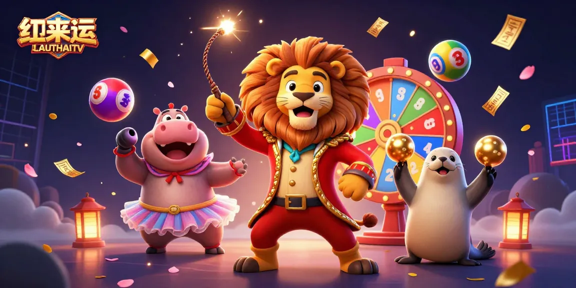 Experience the thrilling action of LAUTHAITV with colorful lottery balls and dynamic characters in a vibrant scene.