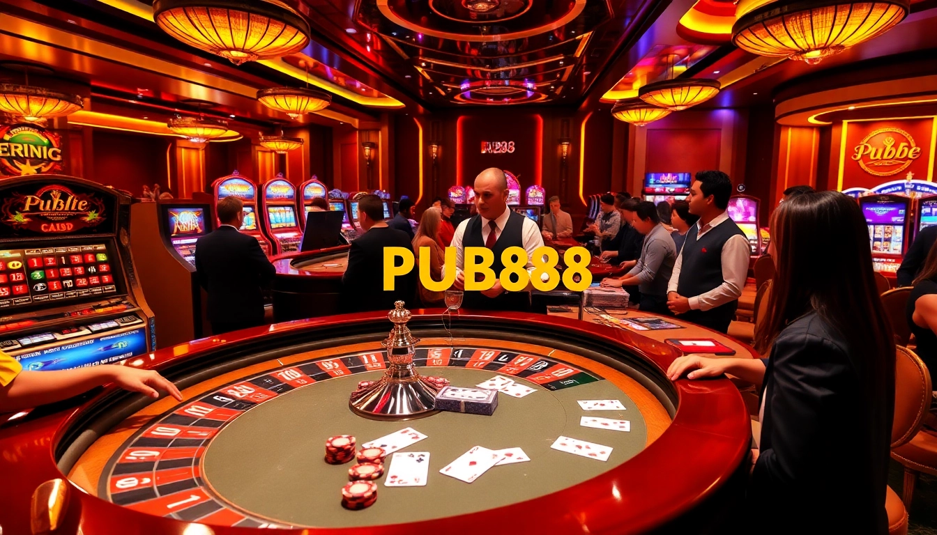 Players enjoying gaming excitement at https://pub88.in.net/ with roulette and poker action.