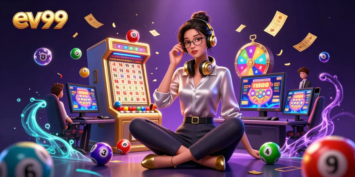 Engage in thrilling lottery games with the innovative ev99, surrounded by vibrant numbers and dynamic gaming elements.