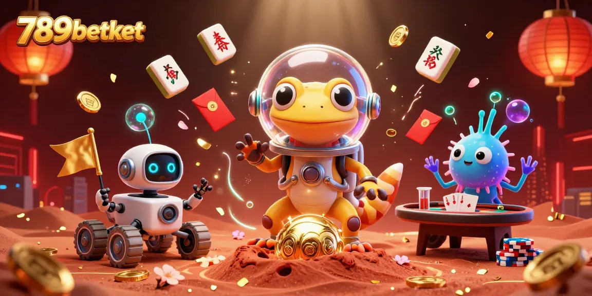 Join the fun at 789betket with a dynamic 3D casino scene showcasing vibrant Martian adventures.