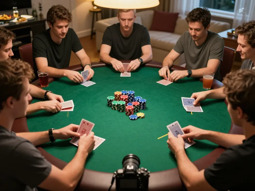 Engage in a thrilling home poker game with friends, focusing on strategy and fun at 789WIN.