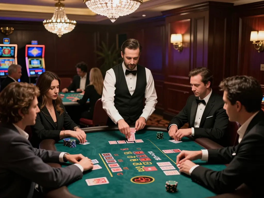 Experience high-stakes blackjack excitement at soibetzz's luxury casino table with intense gameplay.