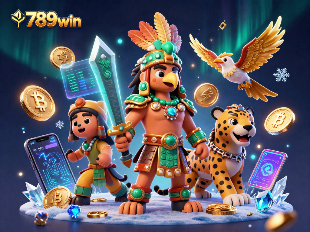 Play thrilling games and win with 789win in a dynamic casino-themed digital illustration.