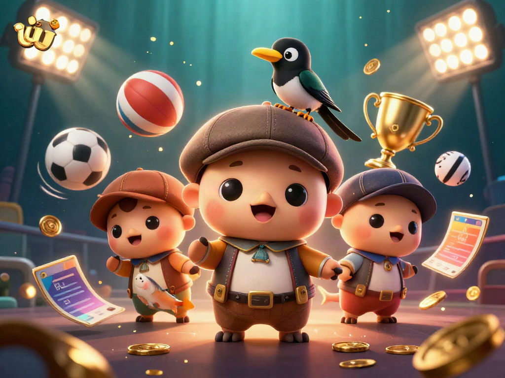 Experience the vibrant energy of uu 88 gaming with a fun-filled illustration of Nessie and friends amid dynamic sports elements.