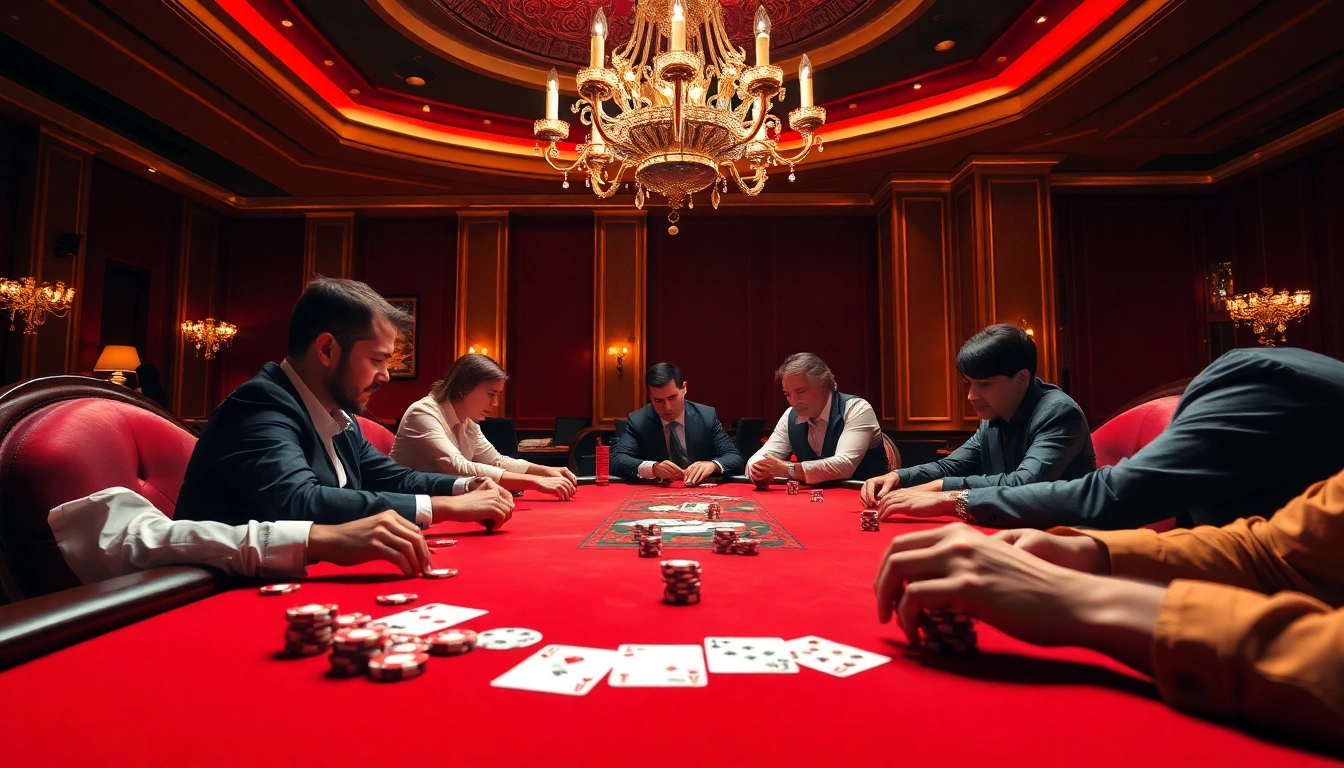 Experience thrilling poker action at https://www.bdtk66.blog/ with vibrant chips and players in a luxurious casino.