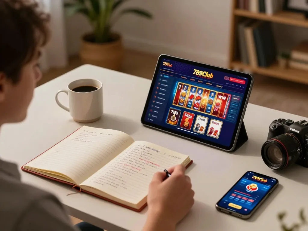 Engaging with the 789Club app on a tablet, showcasing online gambling experience