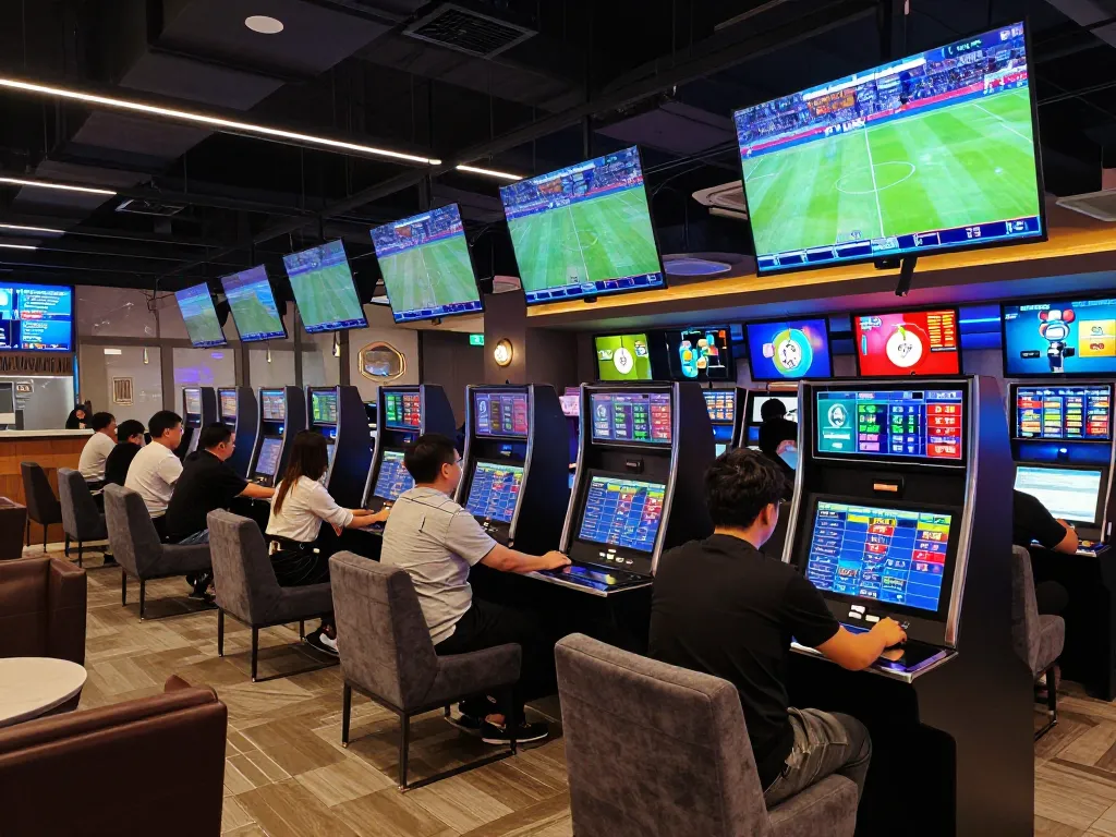 Taking a moment to assess tỷ lệ kèo nhà cái while placing bets on live sports events in a modern lounge.