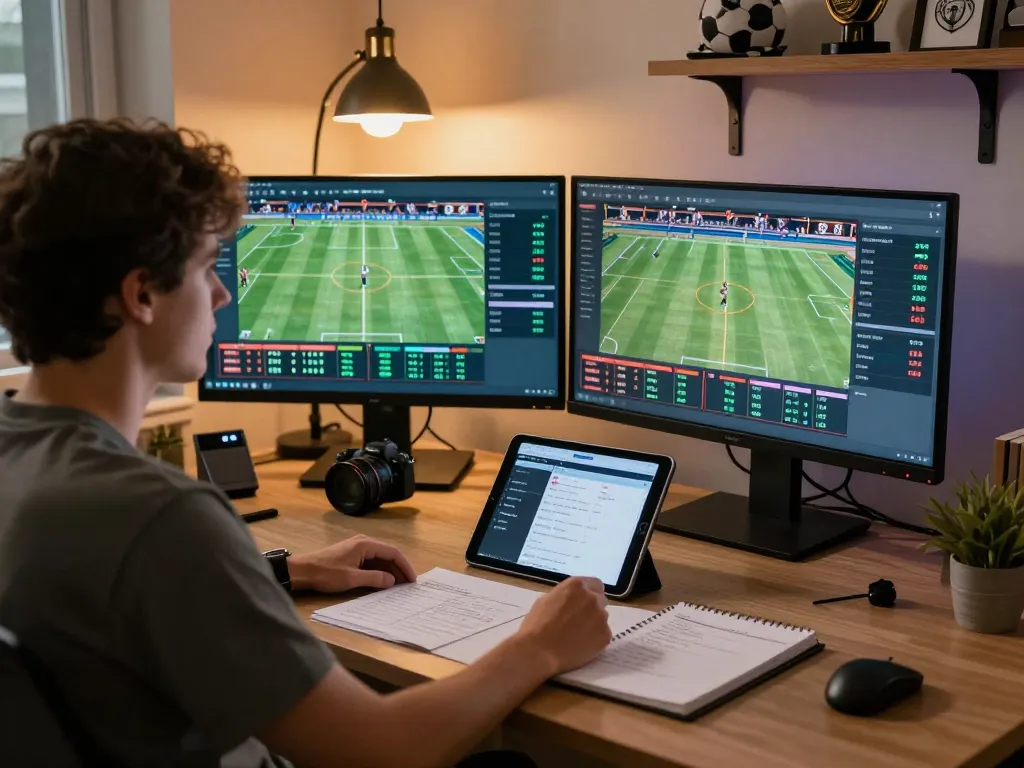 Placing bets on MM88 online sports betting platform during live event.