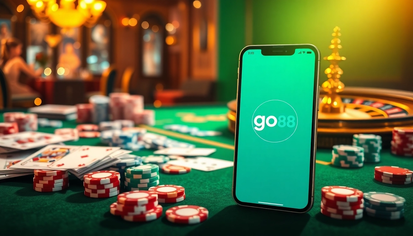 Experience the thrill of go88 casino with a luxury table featuring cards and chips.