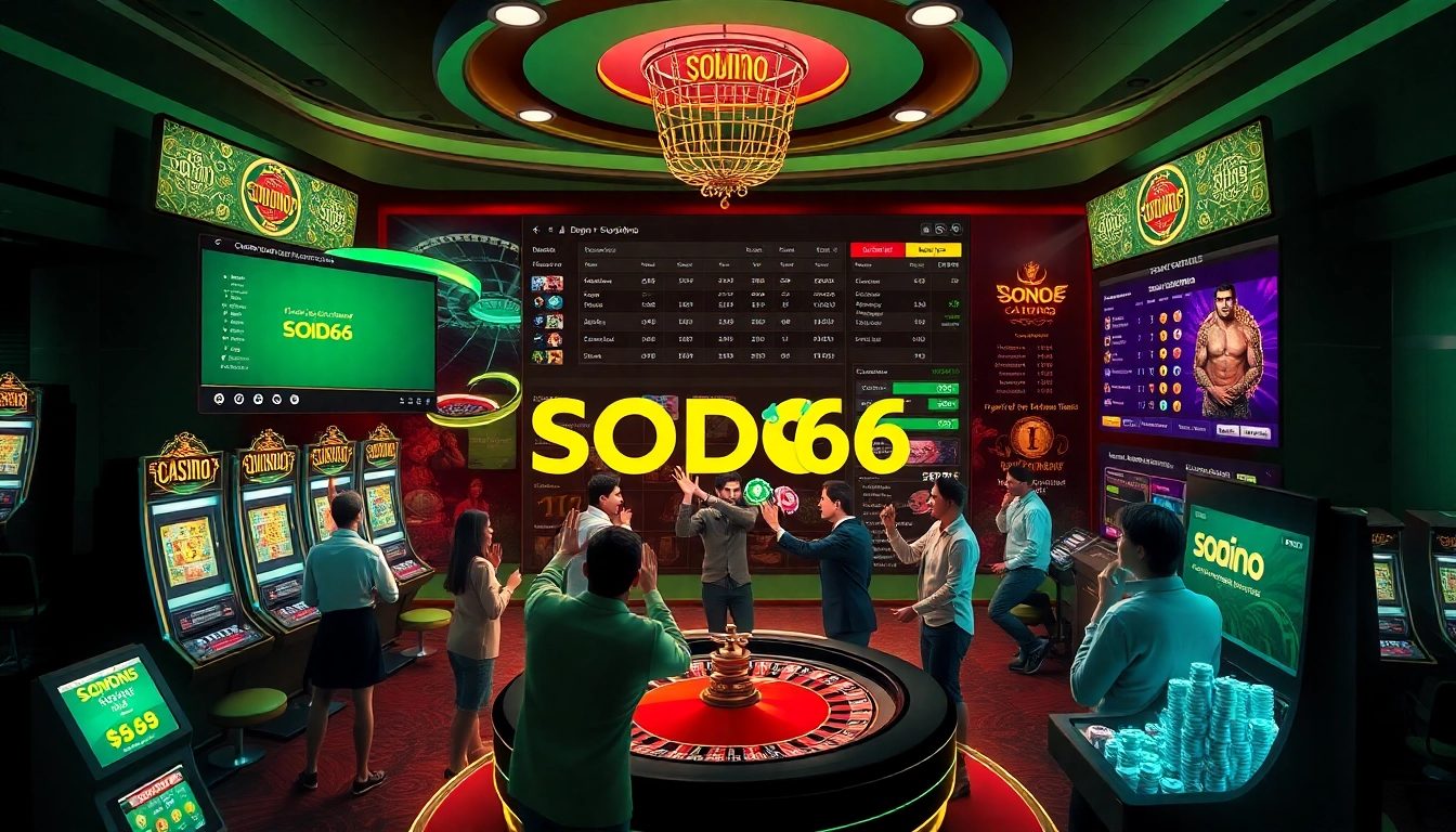 Experience the thrill of SODO66 in a modern online casino environment with vibrant games and betting interfaces.