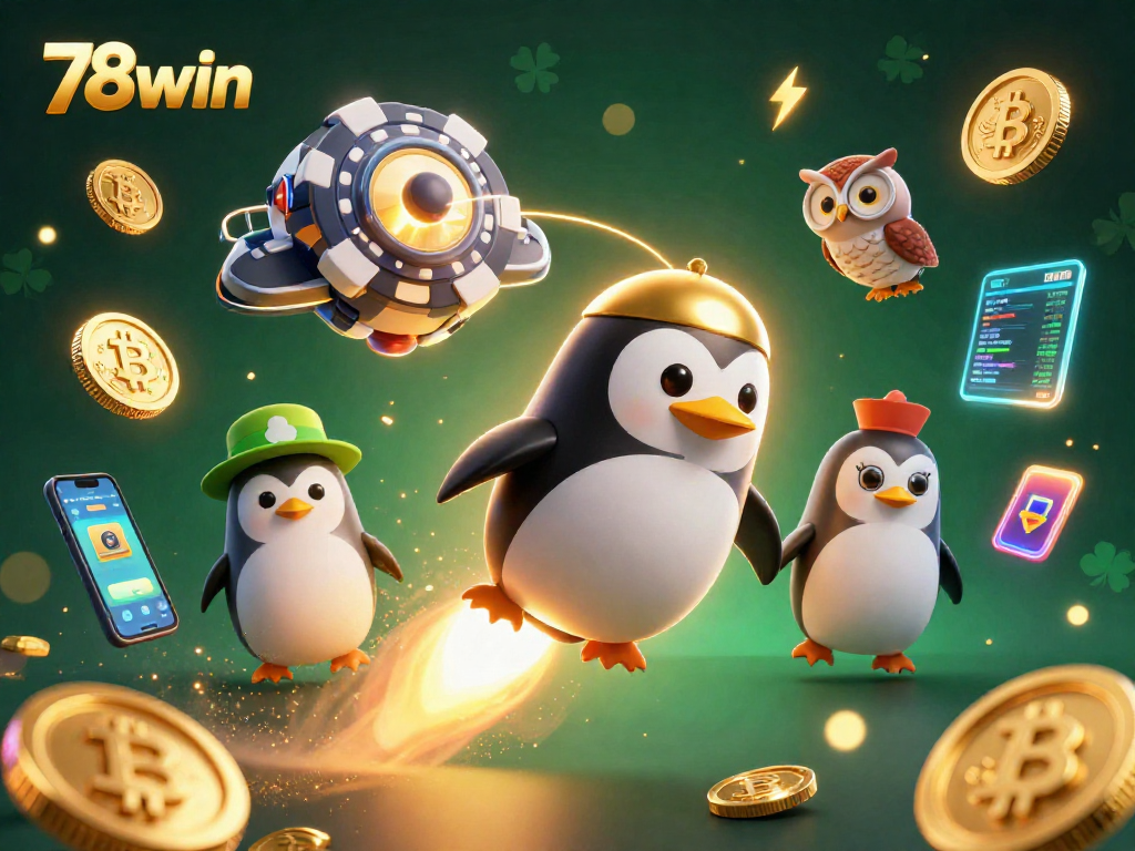 Experience thrilling gaming action with 78win's dynamic casino characters in a vibrant setting