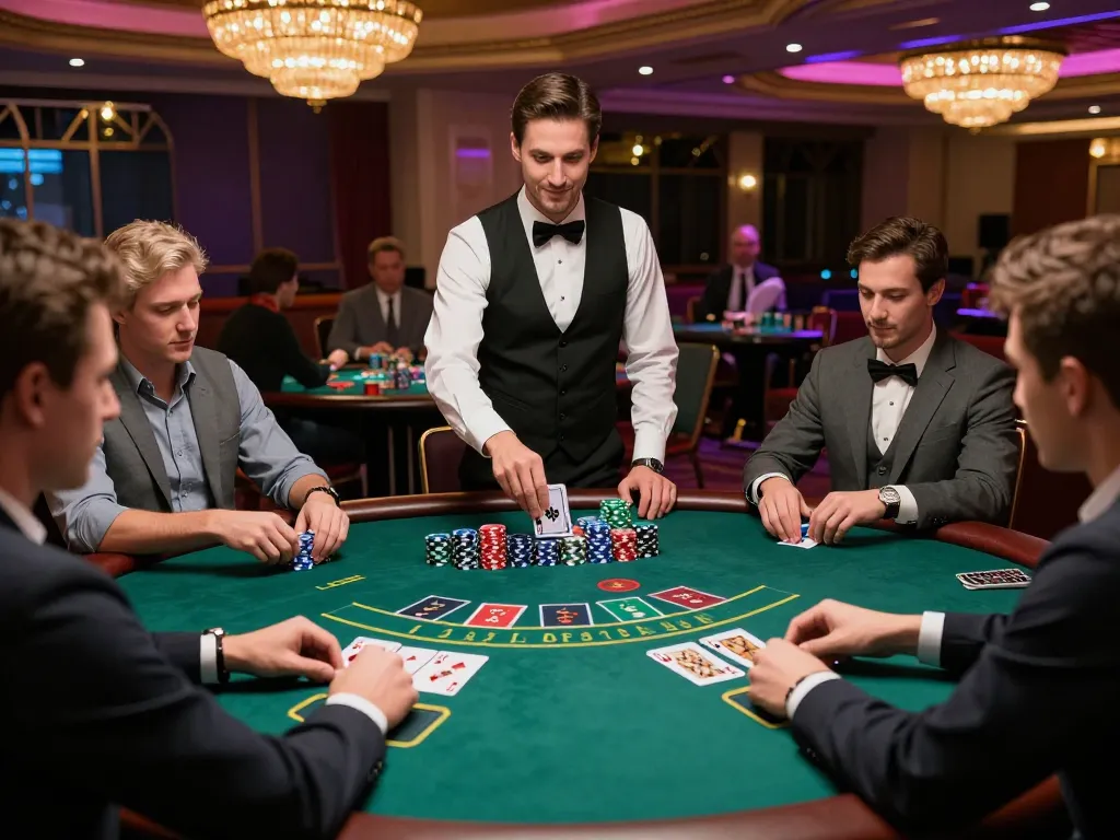 Players engage in a thrilling blackjack game at 789win1 casino, strategically placing bets.