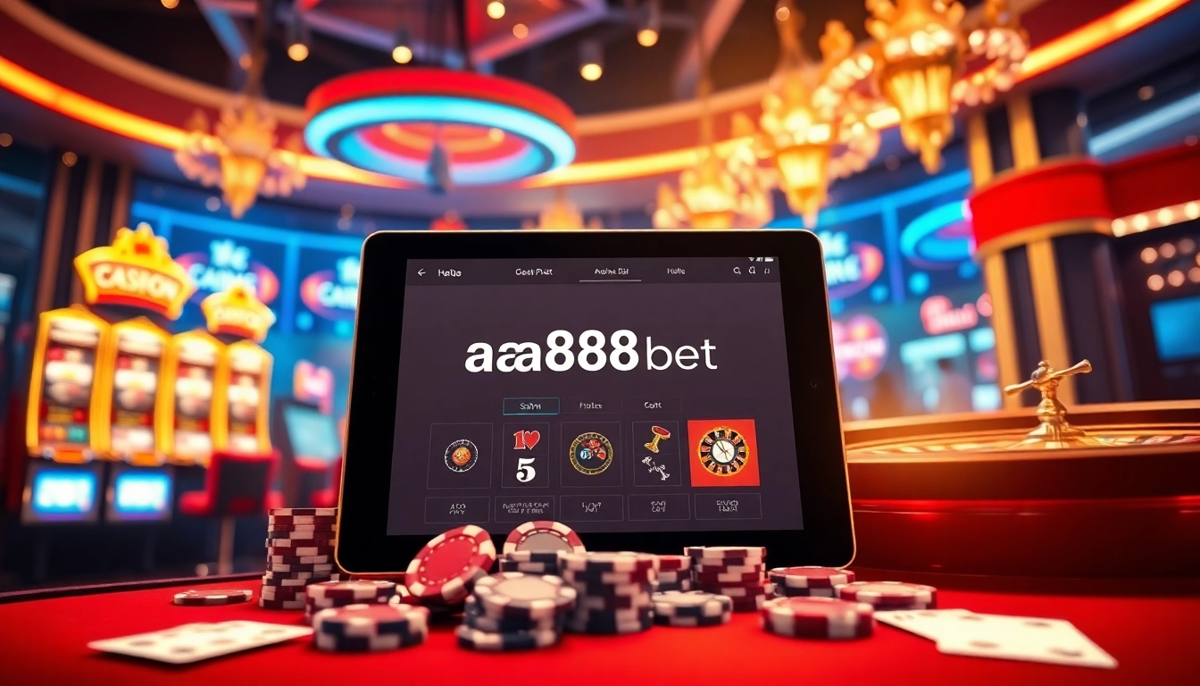Engaging online gambling experience on https://aa888bet.us/ featuring stylish casino tables and vibrant visuals.