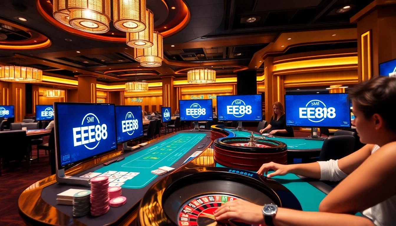 Engaged players enjoy an immersive gaming experience at EE88 Online Casino, showcasing vibrant activity.