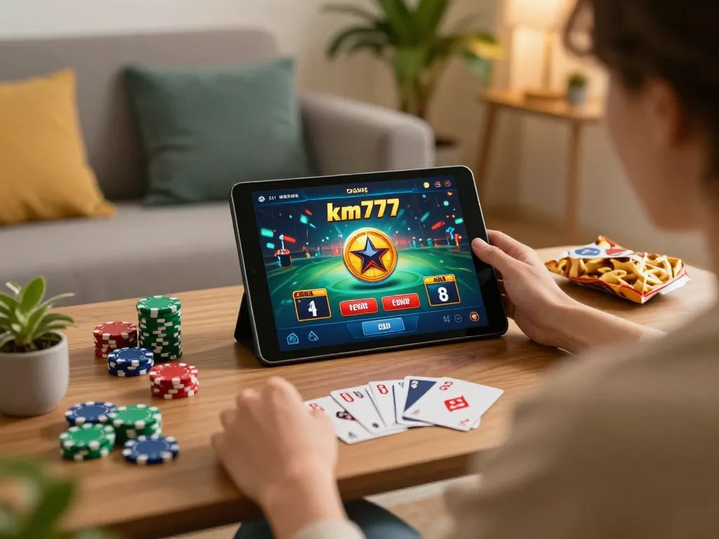 Engaging with km777 casino app at home, enhancing strategic gameplay experience.