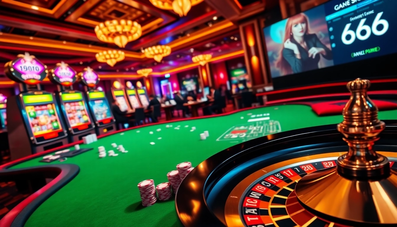 S666 enthusiastic gamblers celebrating their win at a vibrant, luxurious casino table.