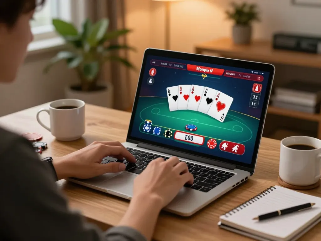 Engaging online poker game on https://max88sss.com/ as player strategizes with chips and cards.