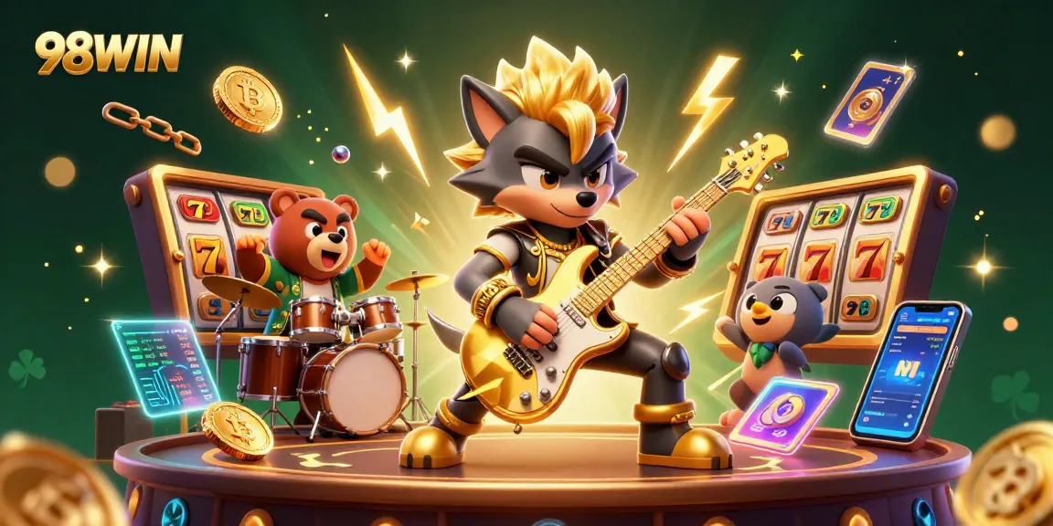 Experience thrilling gameplay at 98WIN with dynamic casino action featuring cool characters and vibrant symbols.