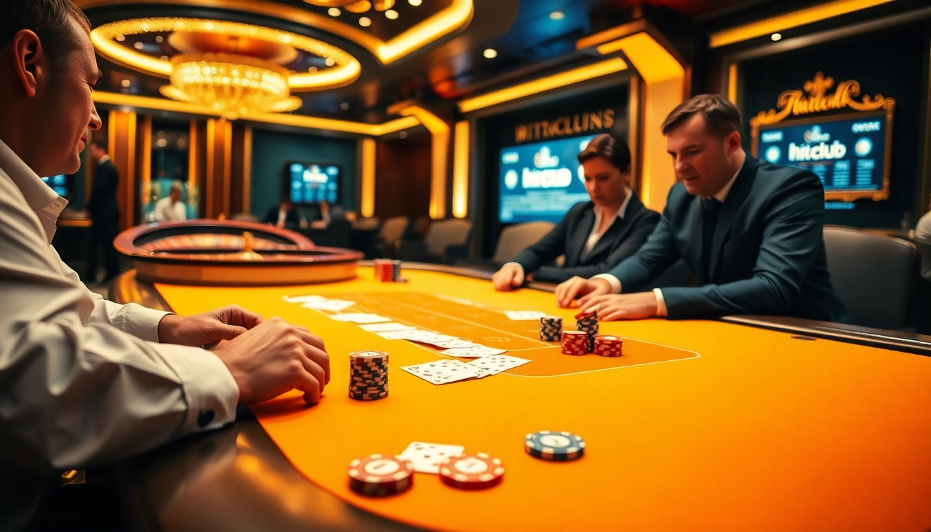 Experience the thrill of gaming at hitclub with colorful chips and lively casino atmosphere.