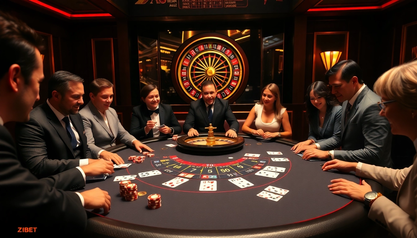 ZBET players engaging in intense blackjack action at a luxurious casino table.