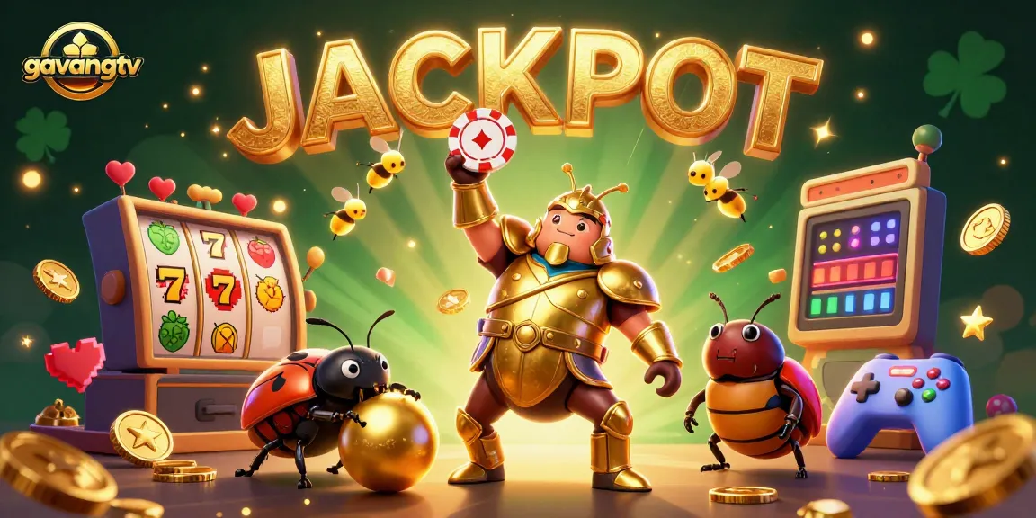 Experience thrilling moments with gavangtv as beetles celebrate a casino jackpot amidst vibrant gaming elements.