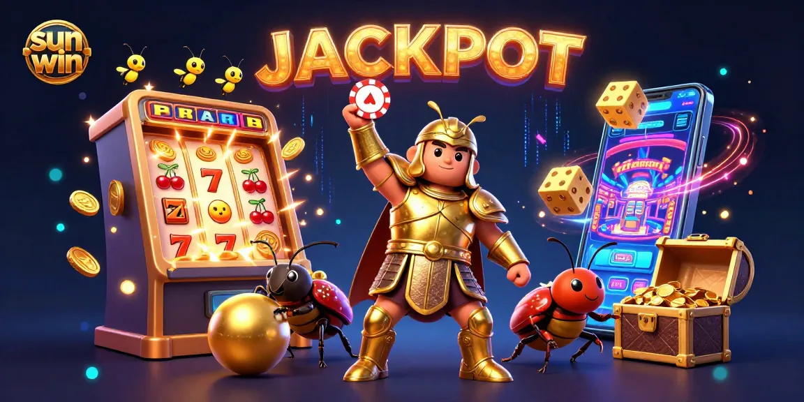 Spin to win with sun win in a vibrant 3D casino world celebrating jackpots and fun.