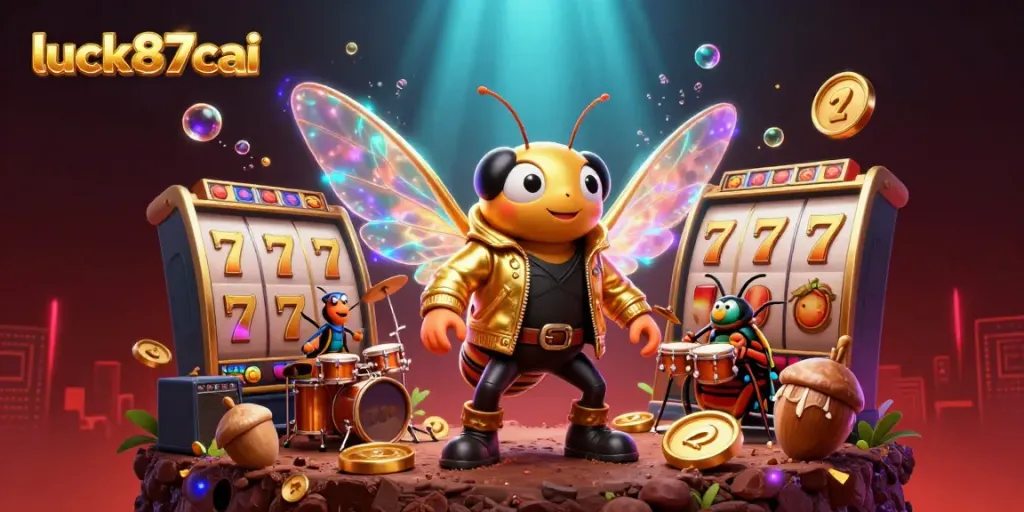 Experience thrilling wins with luck87cai's vibrant 3D casino scene featuring dynamic slot action and fun.