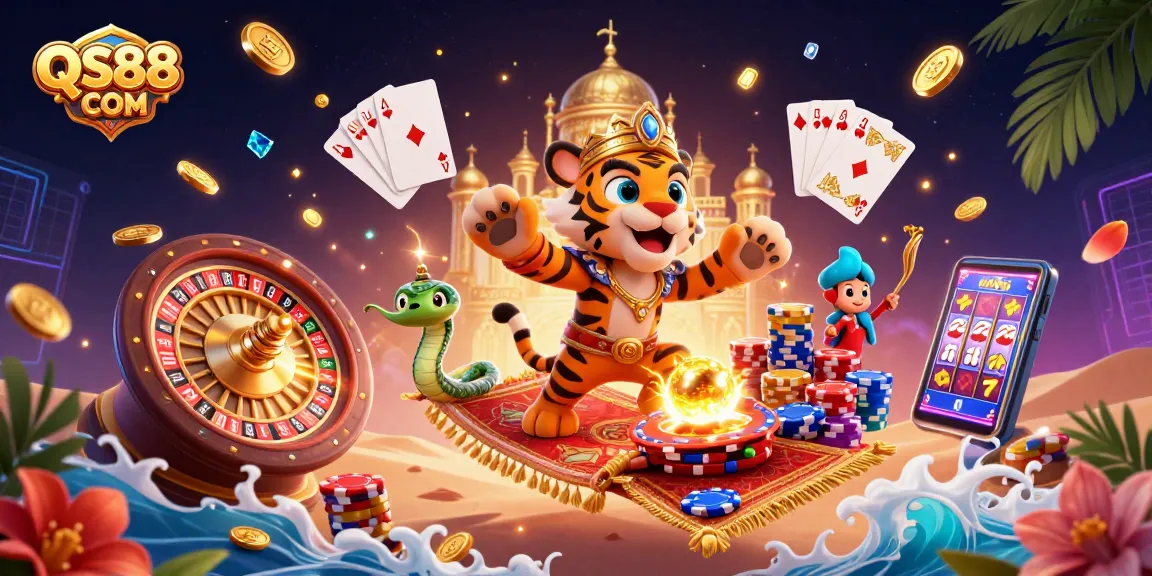 Experience the vibrant world of QS88 COM with exciting games, golden coins, and a magical atmosphere.
