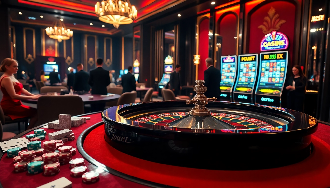 Experience high-stakes gaming excitement with okfun.com at a luxurious casino table.