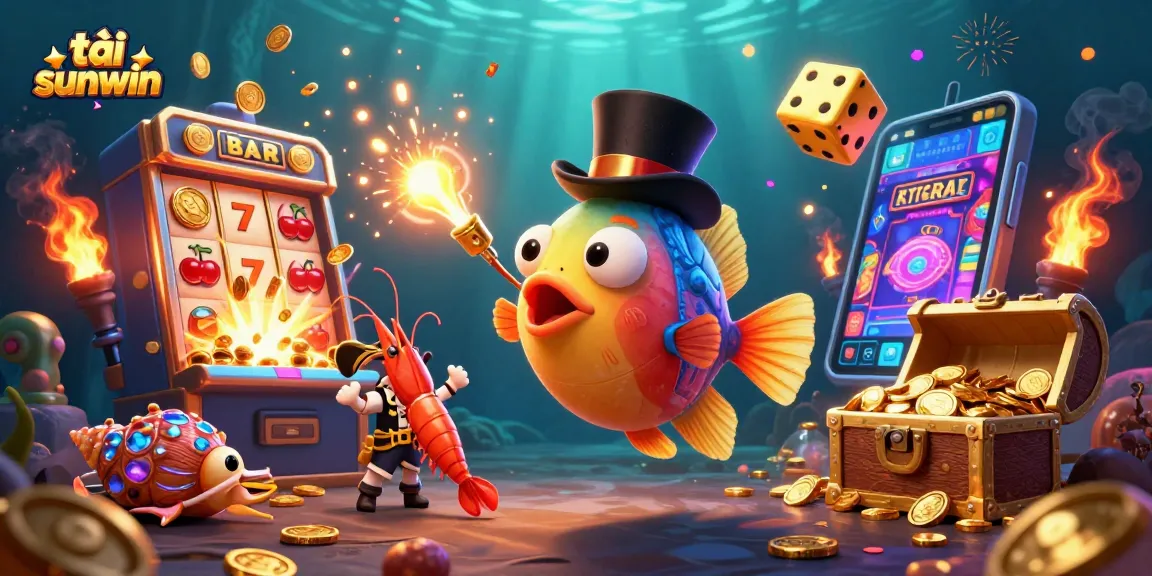 Attract golden coins while playing tải sunwin with the anglerfish and friends in a dynamic casino scene.