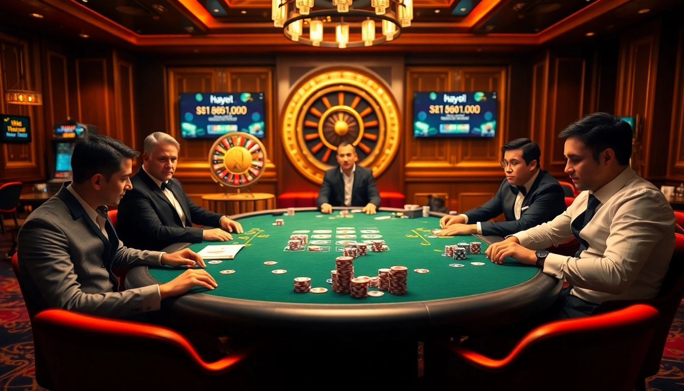 Engage in high-stakes poker action at Hay881.com with vibrant chips and an elegant atmosphere.