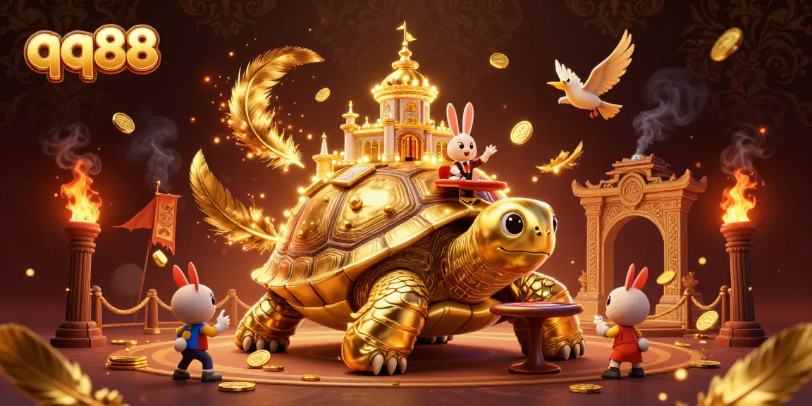 Experience exciting gameplay at qq88 with a vibrant 3D scene filled with gold and luck.